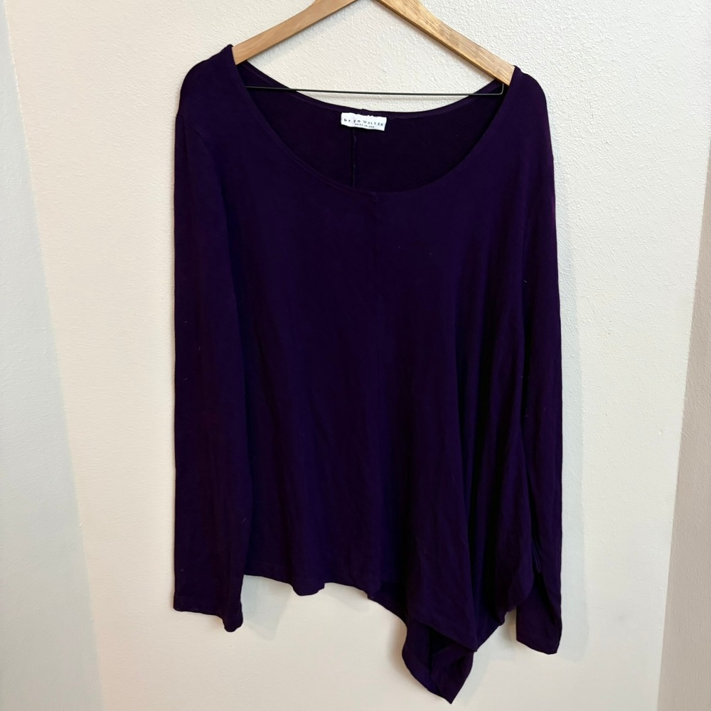 Bryn Walker Top Large Purple Asymmetrical Long Sleeve Lagenlook Tunic